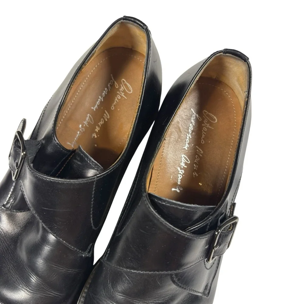 Antonio‎ Maurizi Men's Shoes Size 43.5 Black Leather Monk Strap